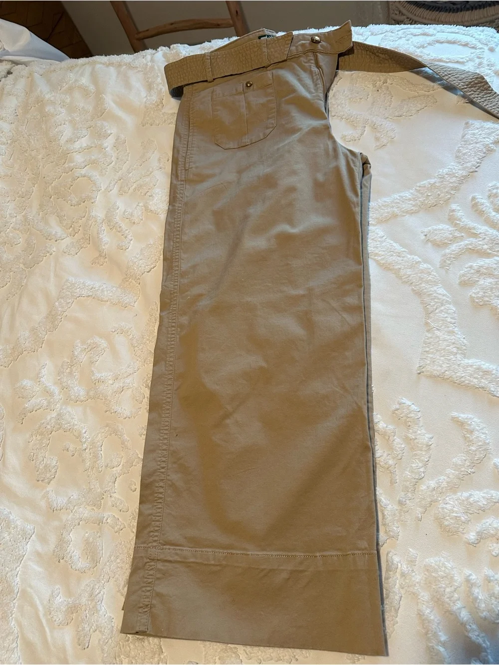Ralph Lauren Camel Tie-Waist Midi Pants